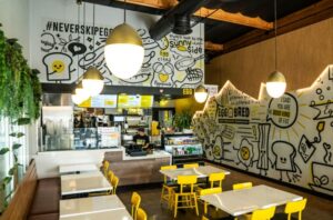 EggBred restaurant has a modern interior perfect for lunch in Long Beach CA